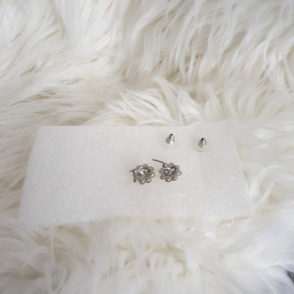 Womens Womens Iridescent Round cluster Silverstone Earrings vintage Jewelry - Picture 4 of 5